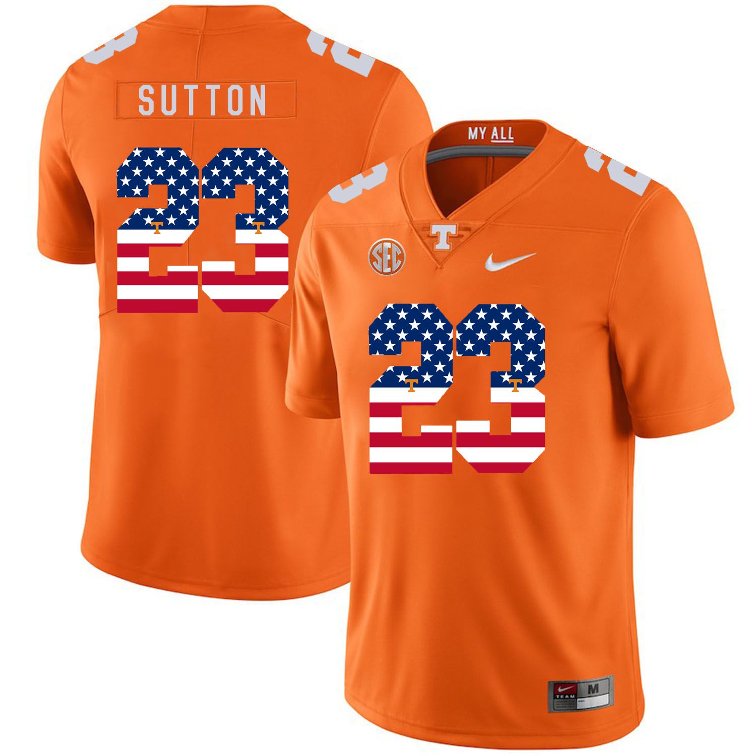 Men Tennessee Volunteers #23 Sutton Orange Flag Customized NCAA Jerseys->customized ncaa jersey->Custom Jersey
